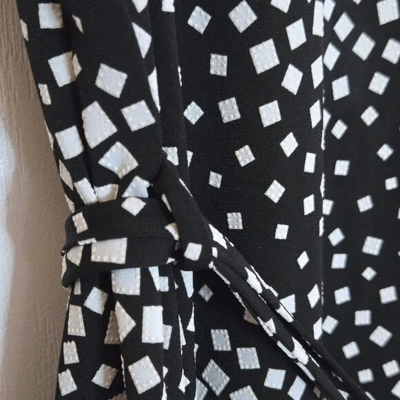 Laura Plus Black & White Square Polka-Dot A-Line Belted Midi Dress | Size 2X - Picture 5 of 8